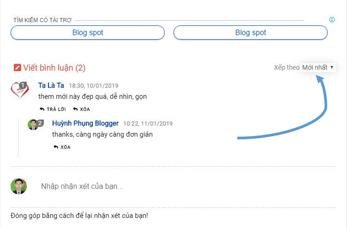 Bình luận vào những bài viết trên Blog 