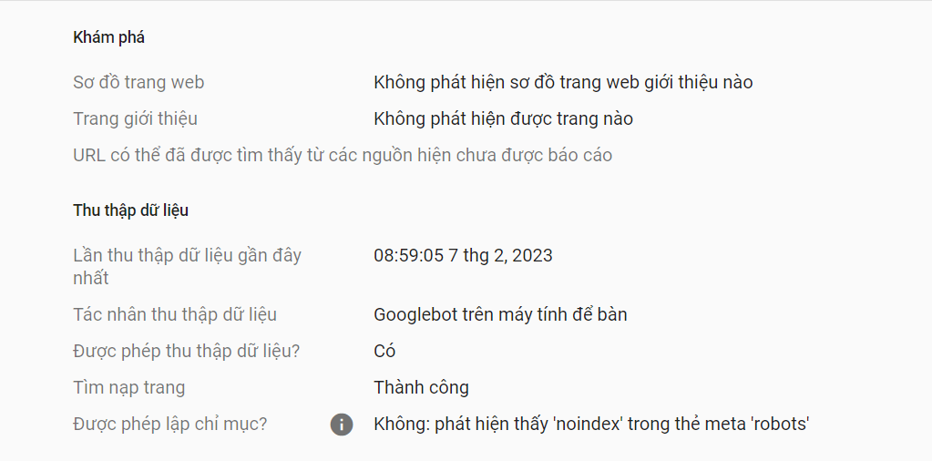 Nguyên nhân Bị loại trừ bởi thẻ noindex
