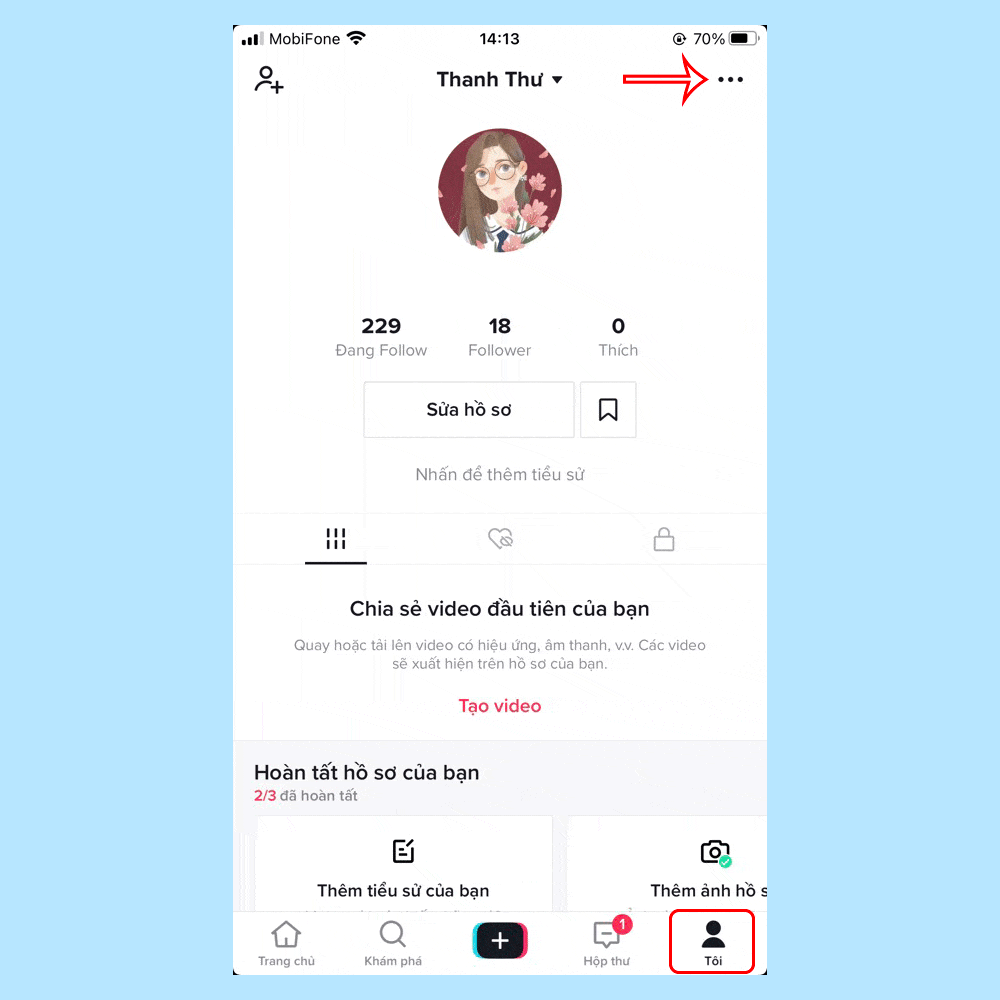 Cách tạo link bio trên TikTok bằng điện thoại
